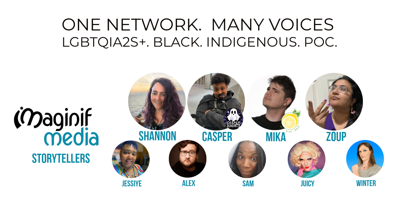 imaginif storytellers Shannon, Casper, Mika, Zoup, Jessiye, Sam, Juicy, Alex. One network. Many Voices.